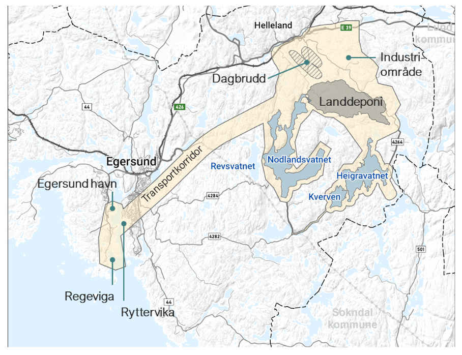 Norge Mineraler har sendt inn planinitiativ til Eigersund kommune